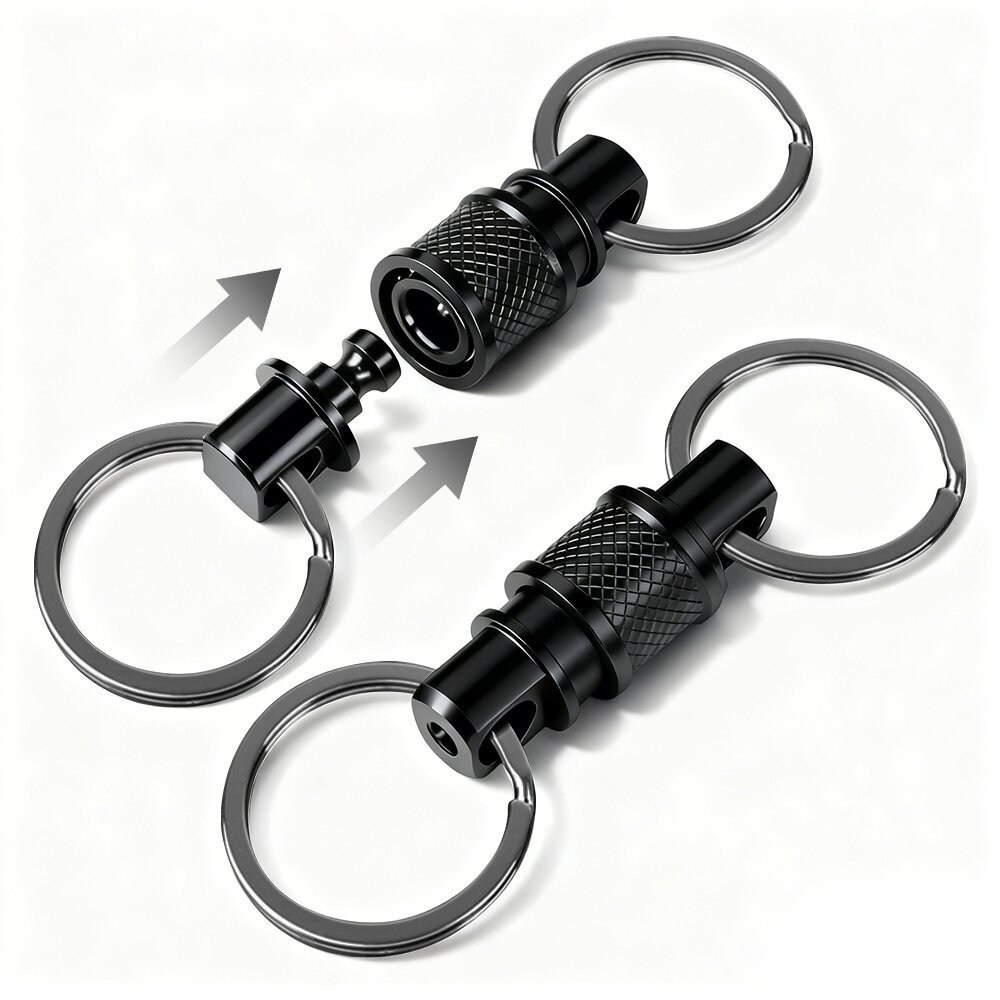 TEMU Heavy-duty Quick-release Swivel Keychain Compatible For - Detachable Car Key Holder With Key Rings, Locking Swivel Design For Professional &