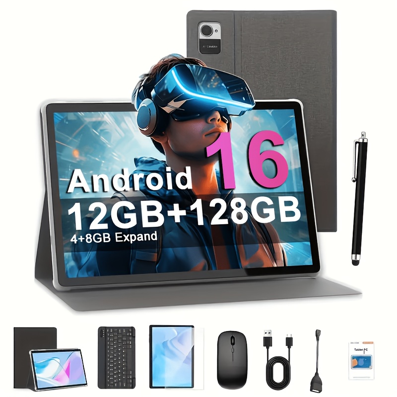 Image of Crelander 16 Tablet .1" Ips 2-in-1 Tablet, 12gb (4+8 Expandable)+128gb Rom, 2.4g+5g Wifi, Gms Tab, , 5mp+13mp Camera, With Case, (keyboard, Mouse, Pen) Can Optional, Tablet, Pad