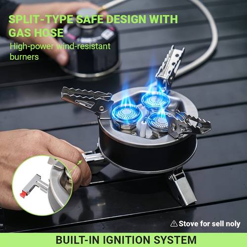 4000w 3 core camping isobutane gas stove with premium eva bag high power outdoor camping gas stove durable foldable camp stove windproof high gas stove for fishing hiking camping outdoor survival stove non food contact