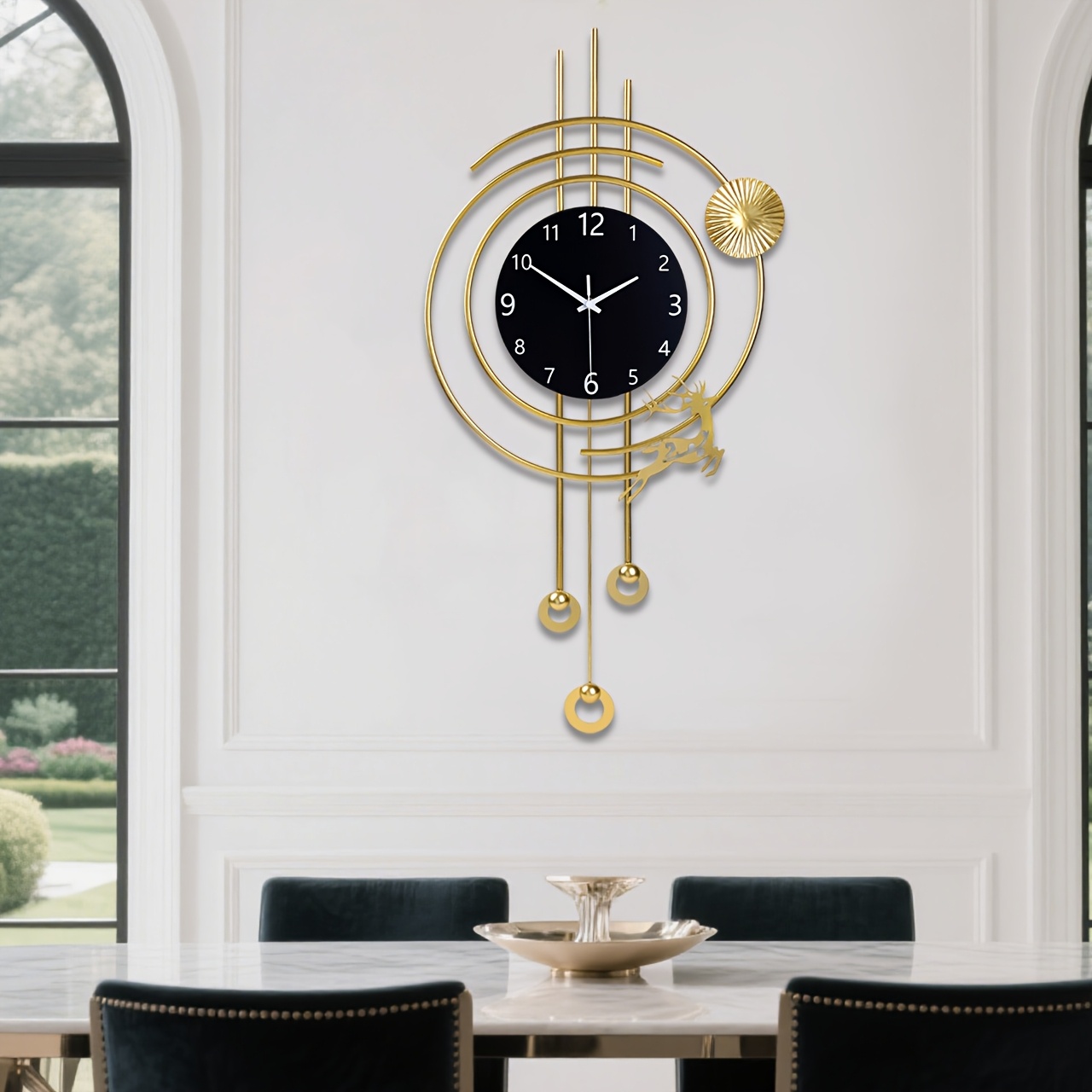 Image of Large Modern Metal Wall Clock With Japanese Quartz Movement - Extra Quiet Non-ticking, Metallic Clock Suitable For Living Room, Kitchen, Office Decor - Battery- (aa Battery Not Included)