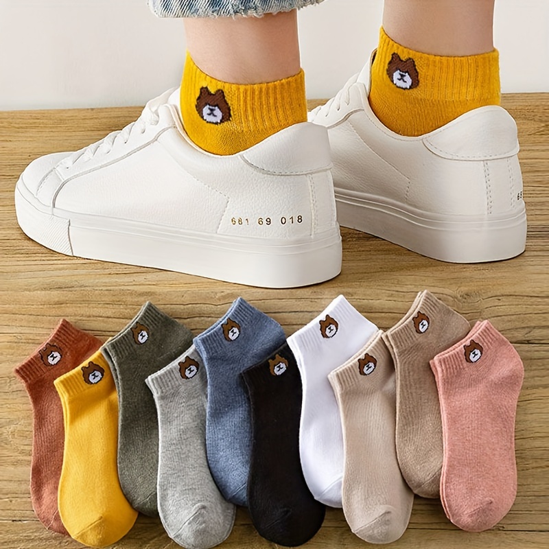 

10/20/30 Pairs Cartoon Bear Socks, Cute & Breathable Short Socks, Women's Stockings & Hosiery