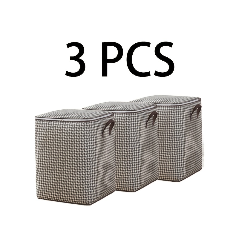TEMU 1pc - 160l (42.27 Gallons) / 3pcs - 180l (47.55 Gallons) Thickened Storage Box, Dustproof And, Handheld Double Zipper Storage Bag, Suitable For