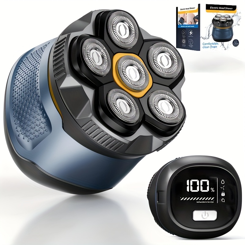 TEMU 6d Men's Electric Shaver, Electric Hair Clipper, , Smart Display, Ipx7 Waterproof Rating, Type-c Charging, Fully Washable, Kit With Nose Hair Trimmer, Men's Beard Trimmer