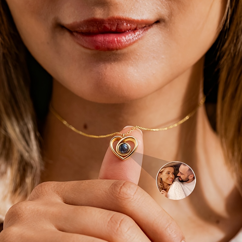 Custom Photo Necklace with Heart Projection Pendant