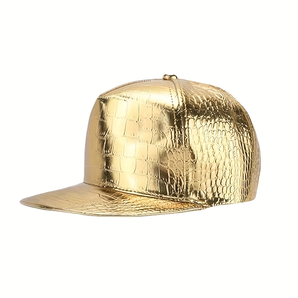 TEMU 1pc Of Hip Hop Style Golden With A Flat Brim, Adjustable Snapback Hat Suitable For Men And Women