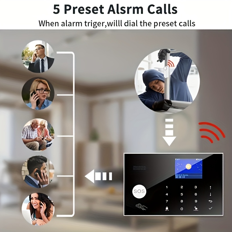Sistema de Alarma para Hogares Inteligentes TUGARD con WiFi y GSM, Compatible con Alexa & Google Assistant, Sensores de Puertas/Ventanas, Detectores de Movimiento, Siirena, Integración a Cerraduras Intelligente, Control por Apps como Tuya, Sin Cuota Mensual, Voltaje Global 220-240V, Enchufe EU, Integra Amazon Alexa e Google Home, Respaldo en GSM, Fuente de Energía Incluida, Fácil Instalación para Seguridad del Hogar o Villa