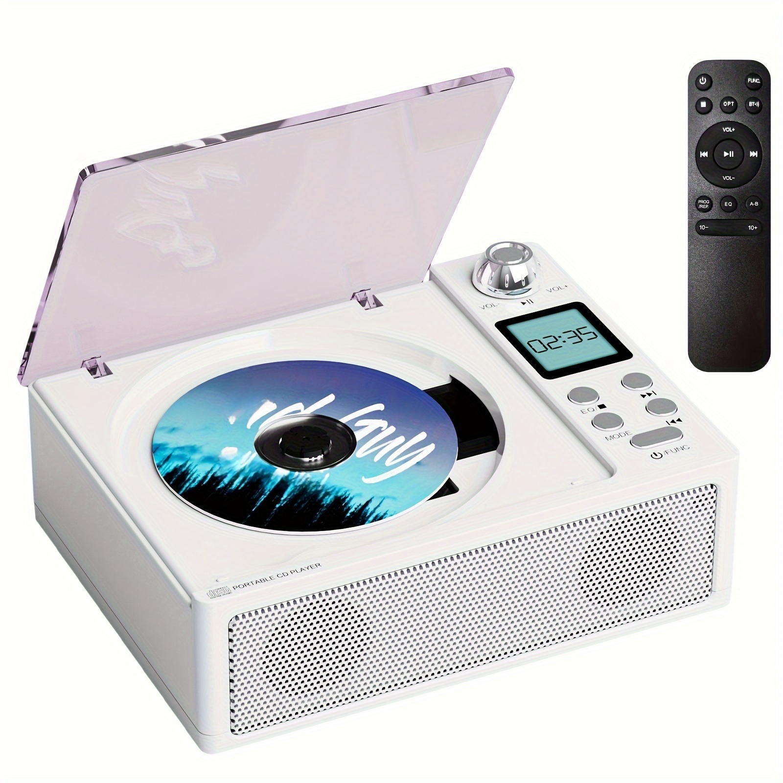 TEMU Reproductor de CD con Altavoz Estéreo, Reproductor USB, Entrada AUX, Altavoces Estéreo Duales, Radio FM, Carga Tipo C, Pantalla LED, Control