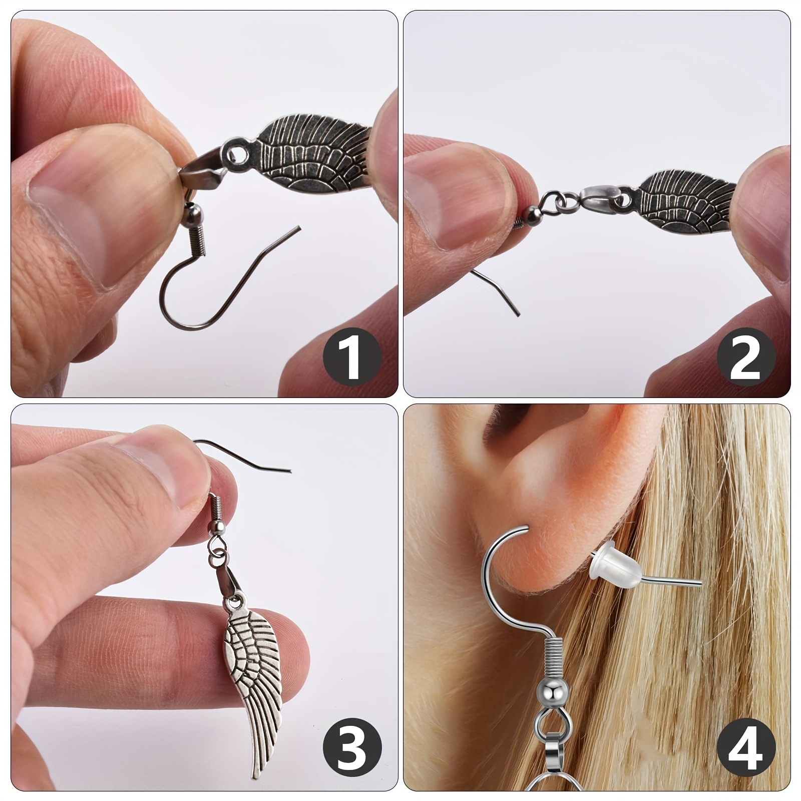 50/100pcs Hypoallergenic Earring Hooks Silver Ear Wires Fish Hooks Nickel  Free Stainless Steel Earring Hooks For DIY Earrings Jewelry Making Supplies