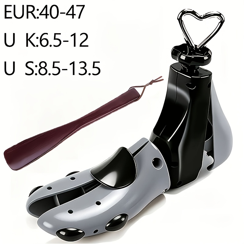 TEMU 2pcs (1pc Shoe Stretcher + 1pc Shoe Horn) Wojia Adjustable Shoe Stretcher For Men Women, Contrast Color Plastic Material Design, Suitable For