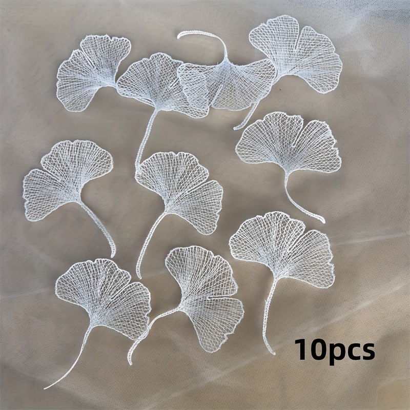 Image of 10pcs Black And White Lace Stickers For Fashionable Neckline, Patch Embroidery, Flower Water-soluble Clothing, Sewing Clothing Additions