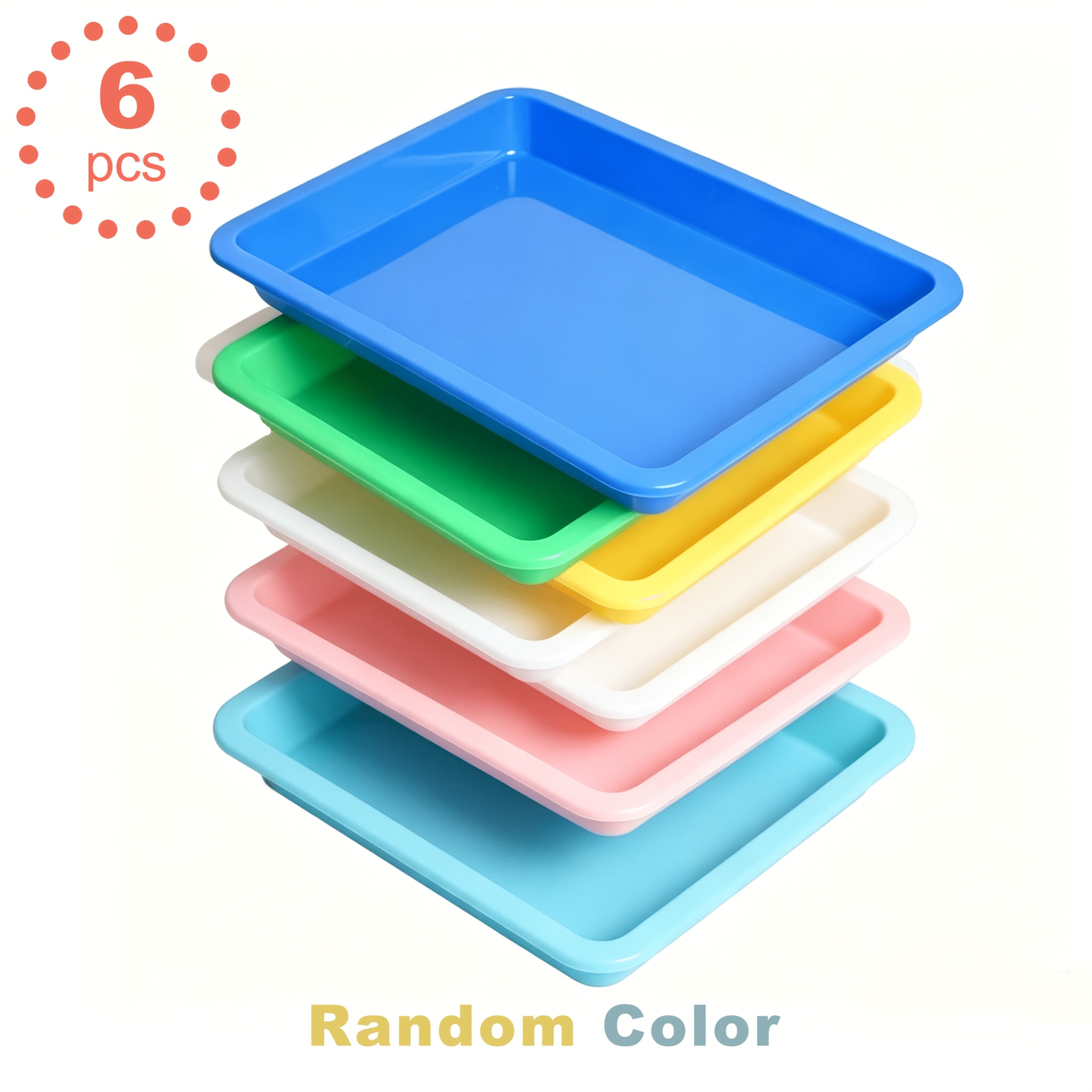 TEMU 6pcs Rectangular Colored Plastic Tray(random Color), A5 Size, Tray, Used As Laboratory Tray, Home Storage Tray, Plastic Art Tray, Suitable For
