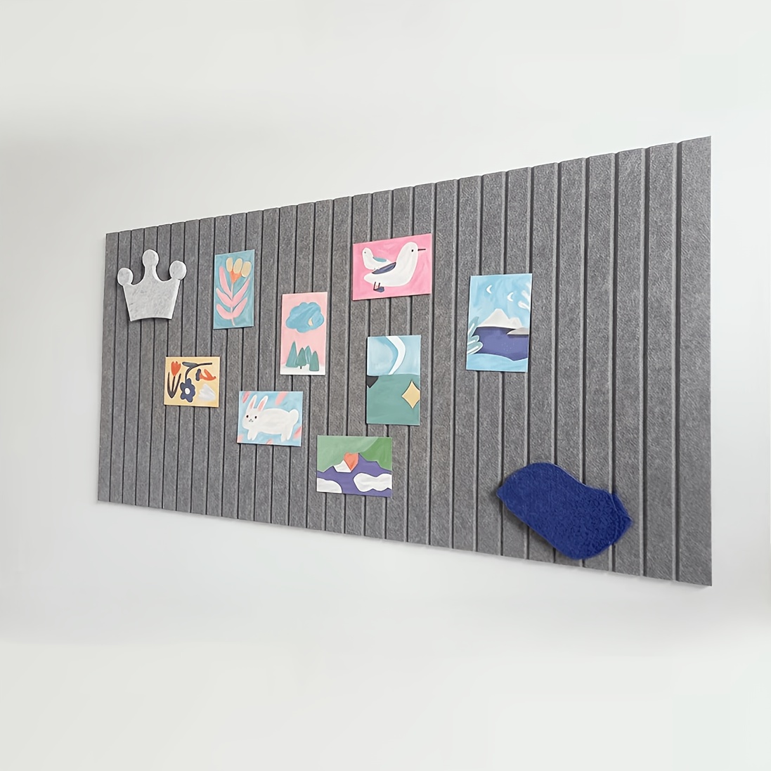 TEMU Large Size Vertical Striped Felt Board Photo Wall, Bedroom Living Room Dormitory Decorative Background Board For Photos And Messages, Artwork