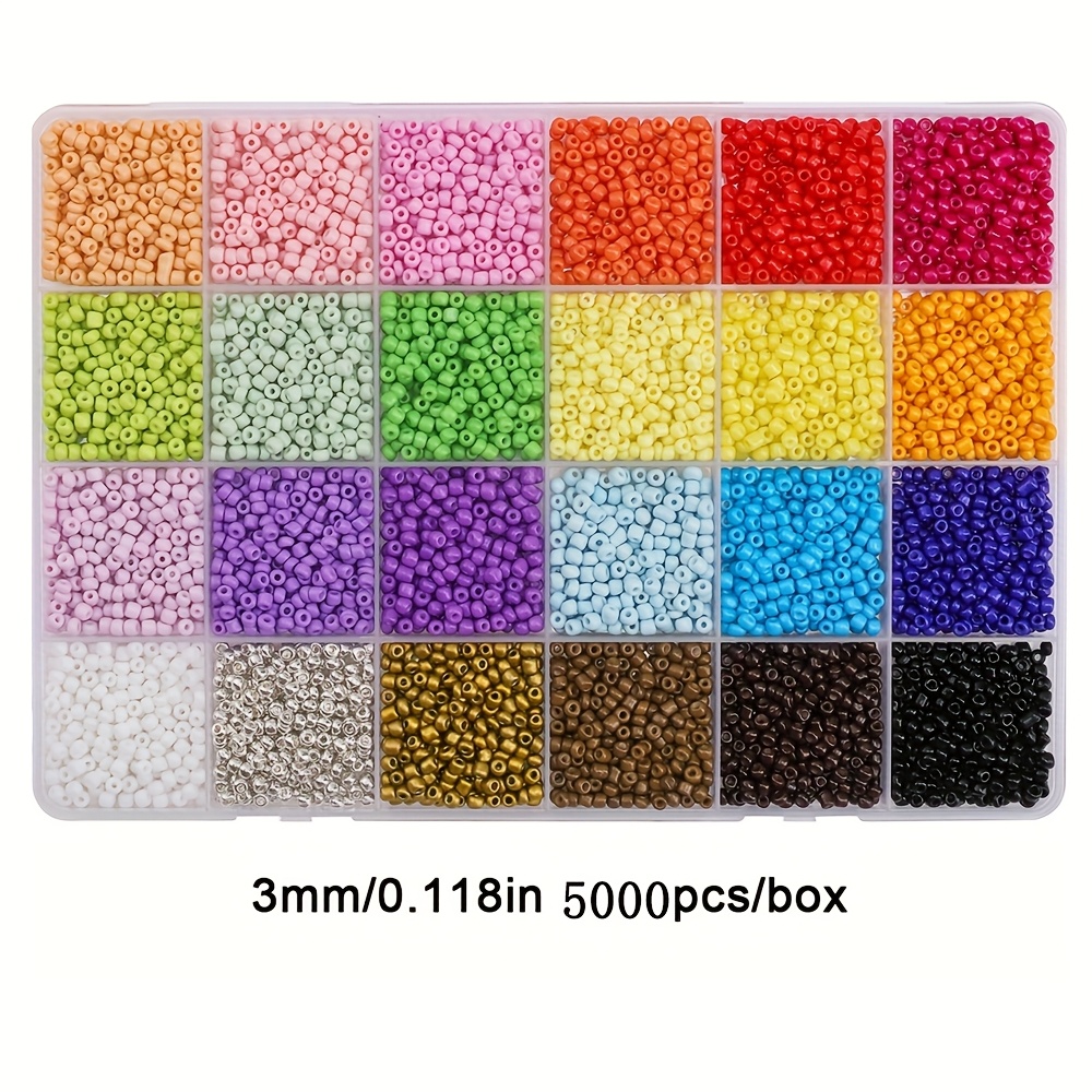 TEMU 5000/35000 3mm Glass Seed Beads Kit, 24/168 Vibrant Colors, Crafts And Jewelry Making Supplies, Round Beads Handmade Gifts, For Beginners And