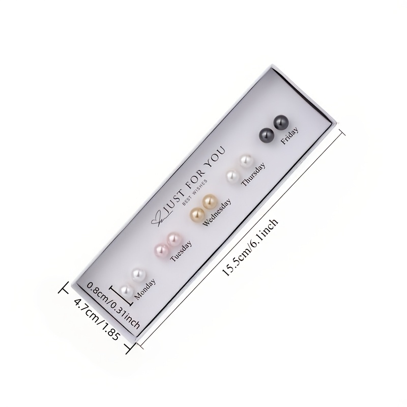 TEMU 5 paires de boucles d'oreilles perles avec boîte d'emballage, non répétitives pour une , style rétro français pour femmes, tempérament facile et