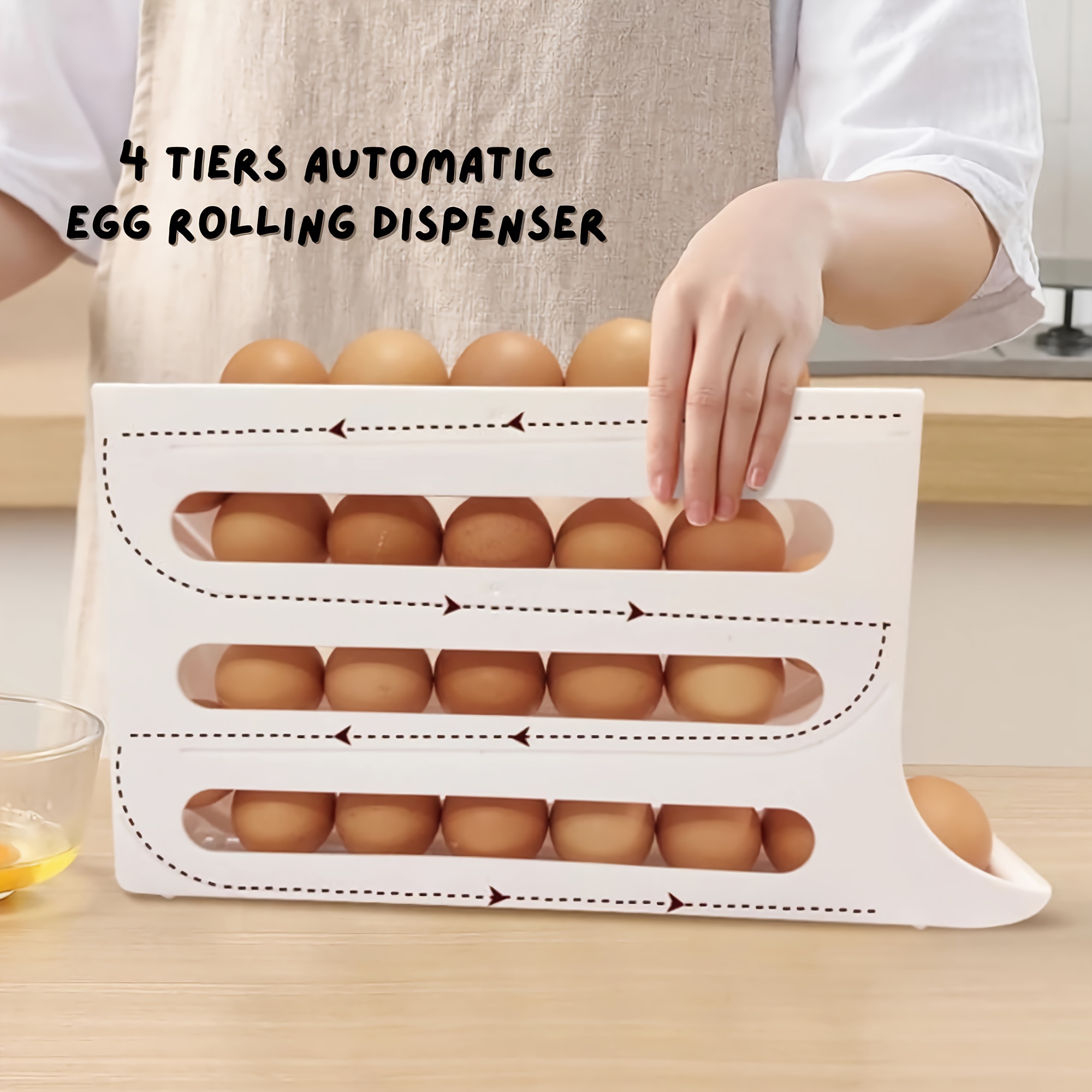 Automatic Egg Roll Rack Space-saving Refrigerator Side Door Egg Rack_voghion.com