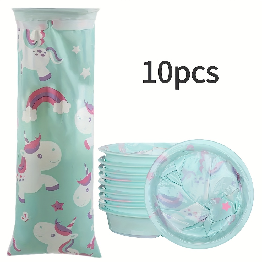 10pcs Kids Car Vomit Bags Disposable Emesis Travel Bags With Cute Unicorn 1000ml Leak Proof Self Sealing Emesis Bags For Motion Sickness Airplane