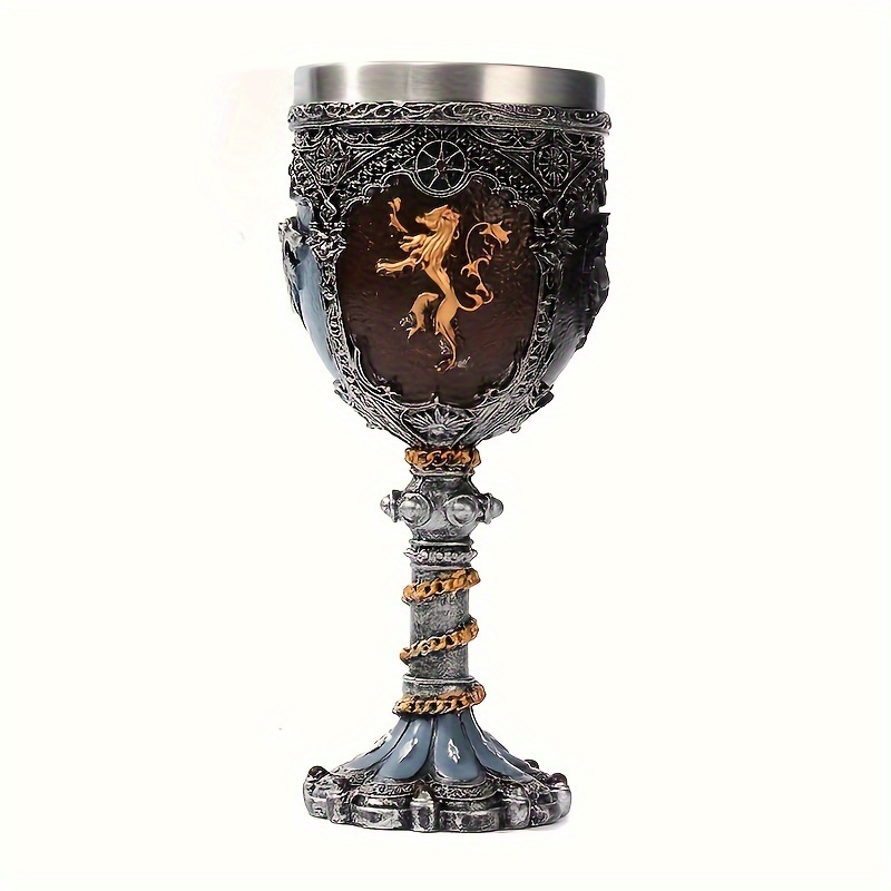 E-shop Einzelpackung/Kreativer Totenkopf-Handbecher, Gothic Knochen-Palmen-Totenkopf-Rüstung-Becher, Harz-Edelstahl-Weinbecher,