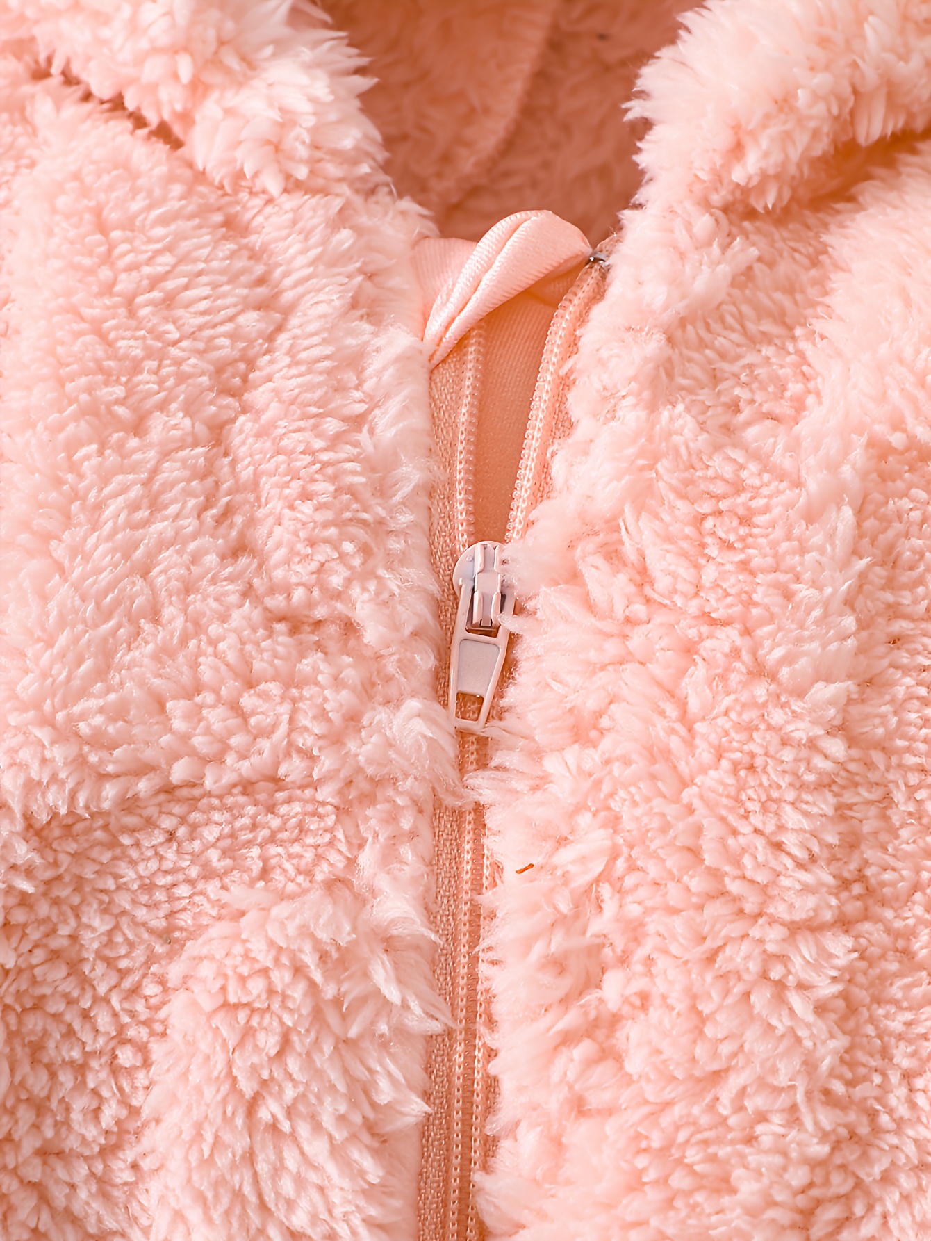 Baby Girl Pink Plush Hooded Romper, Square Rabbit Pattern, Beautiful Comfortable Warm Outfit, Home/Outdoor Wear, for Outdoor