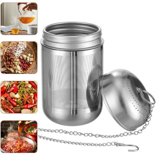 extra fine stainless steel tea infuser with extended chain hook reusable loose leaf strainer for tea spices and seasonings perfect for ginger convenient storage basket design seasoning infuser sleek mesh design