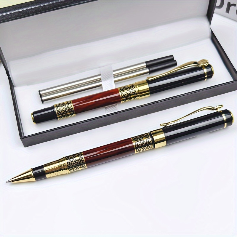 

1/4pcs, Embossed Texture Metal Pen -end Box Set 1 2 Refills Box Set Men And Women Use Pen New Christmas 's Day Day