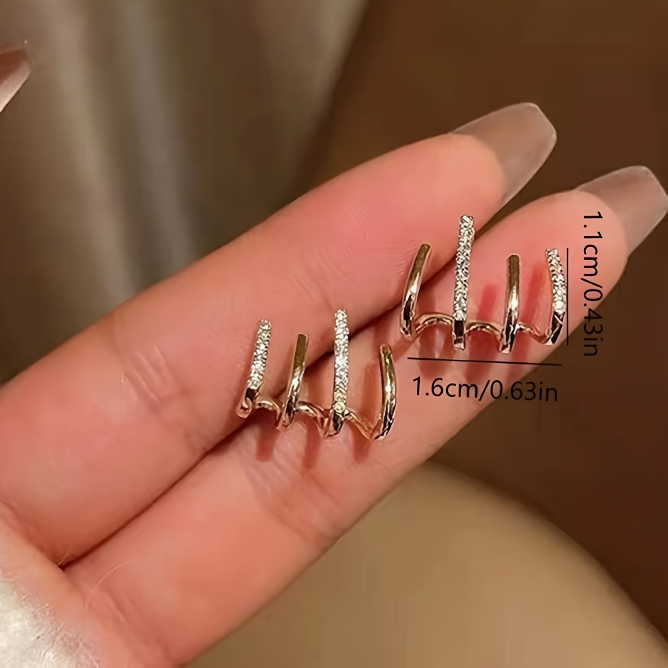 U Shaped Earrings with Sparkling Rhinestones