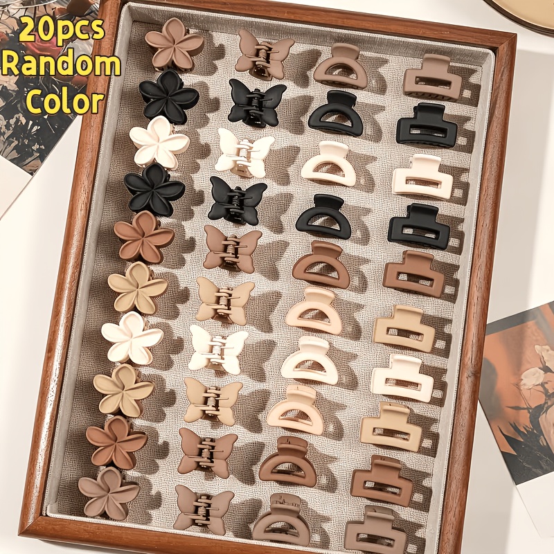 TEMU 20pcs Random Mixed Colors Small Hair Claws For Women, Easy Suitable For Various Hairstyles, Multiple Designs Daily Casual Wear. Hawaiian