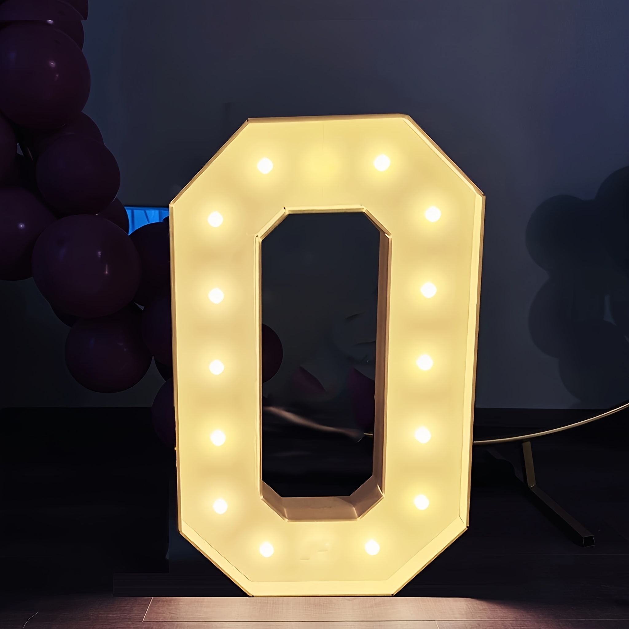 TEMU 72.5cm Viral 3d Number Kt Board Balloon Frame, Light Up Balloon Marquee Numbers 0-9, 16 Warm Yellow Lights (12 For Number 1) For All-age