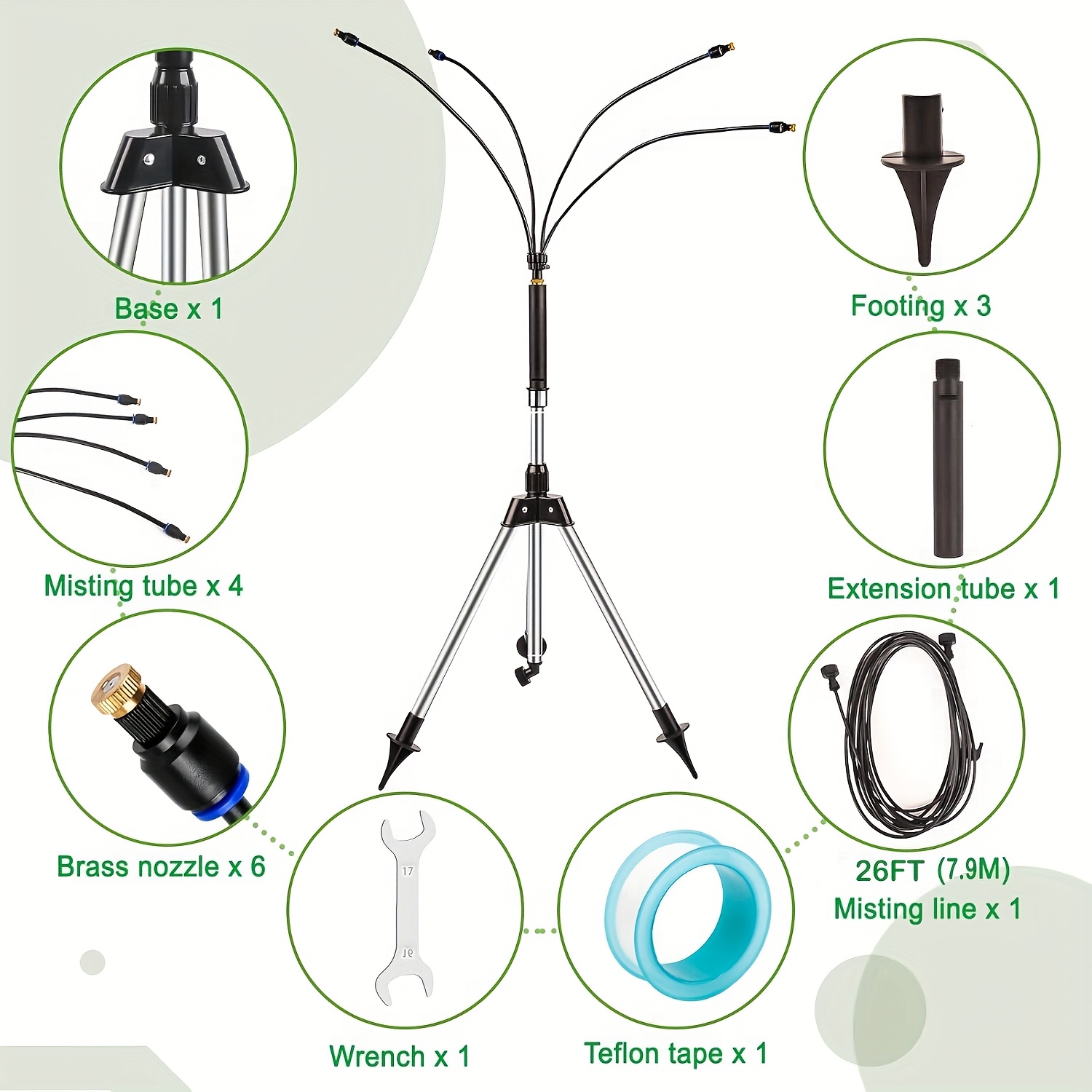 TEMU 1pc Upgraded Portable Stand Misters For Outside Patio With Adjustable Riser Tube (up To 49.2in),upgraded Metal Connector, Durability, No