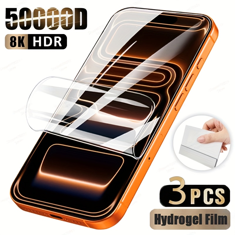 E-shop 3er Pack Full Cover Hydrogel Folie für iPhone 17/16/15/14/13/12/11/17 Pro Max/16 Pro Max/17 Air/16E/Plus/Mini/X/Xr/Xs Max/7/8/Se2/Se3, Weiche