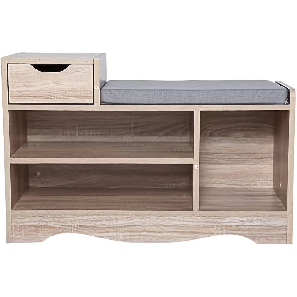 Image of Grey Shoe With Cushioned Made From Mdf Board; Shoe Rack And Shoe Cupboard For And Entrance Areas; Holds Pairs Of Shoes