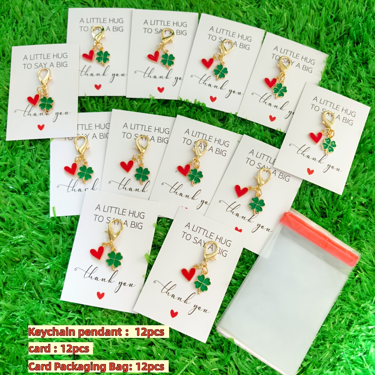 TEMU Set di portachiavi a forma di e , 36 pezzi (12 portachiavi, 12 carte e 12 sacchetti per carte) - Ciondolo a forma di , e , per decorare borse e