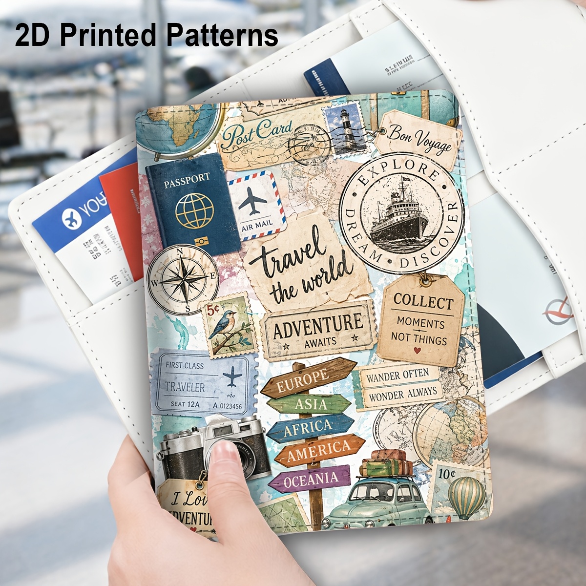 TEMU 1pc Portapassport Diseño de Mapa de de Viaje, Material de PU , Adecuado para Bolsas de Viaje, Mochilas, Bolsas de Gimnasio, Identificación de