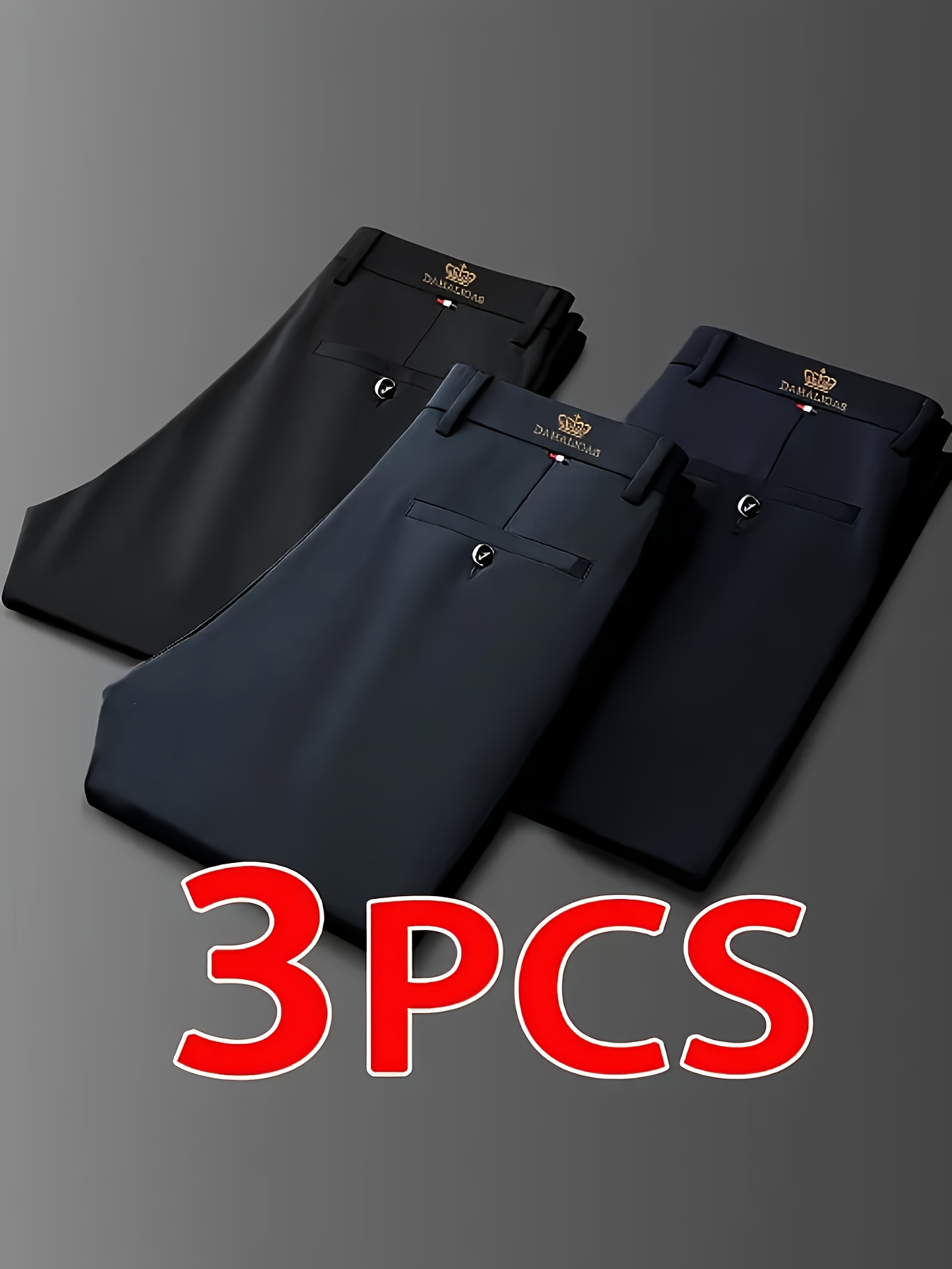 3pcs High-Elastic Men'S Business Casual Suit Pants, All-Season Wear, Wrinkle-Resistant, No Ironing Required, Professional Style, Classic Style, High-Quality Craftsmanship, Fashionable Men'S Clothing, Machine Washable