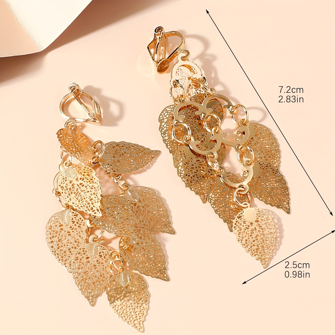 TEMU A Pair Of Stylish Hollow Copper Alloy Women's Ear Clips Featuring 9 Leaf Designs, Embodying A Vintage European And Versatile For Casual And
