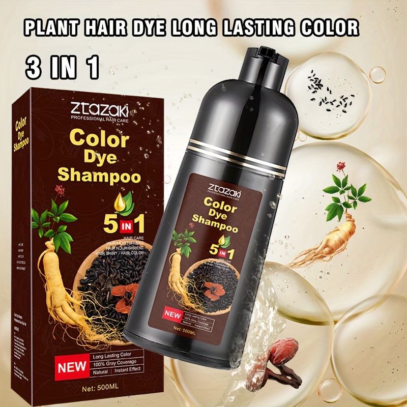 Hair Color Shampoo To Cover Gray Hair, Long Lasting, Plant Extract Hair ...