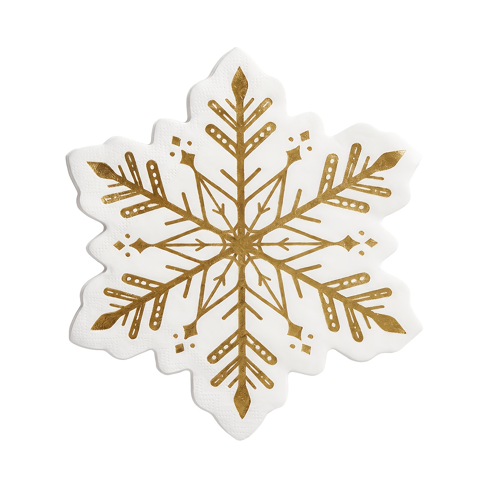 TEMU 16/48pcs Snowflake Irregular Napkins, Platinum Snowflake Disposable Tissues, Suitable For Luxury Christmas Parties, Winter New Year Gatherings,