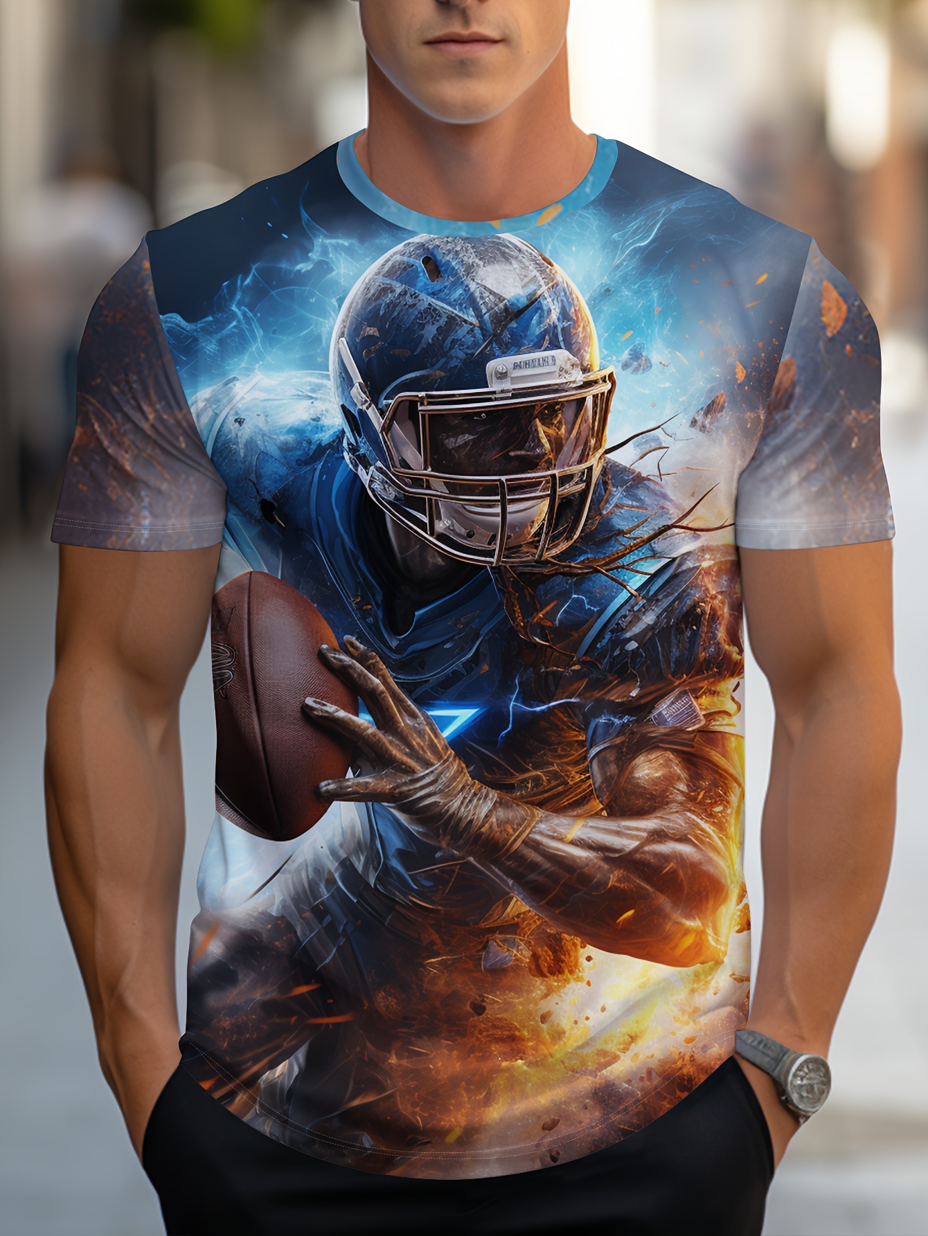 Burning Rugby Player Pattern Mens Graphic T Shirt - Temu Canada