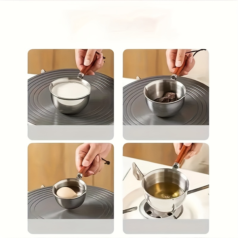 1pc multifunctional 300ml stainless steel mini saucepan       butter melting ideal camping kitchen baking tool details 2