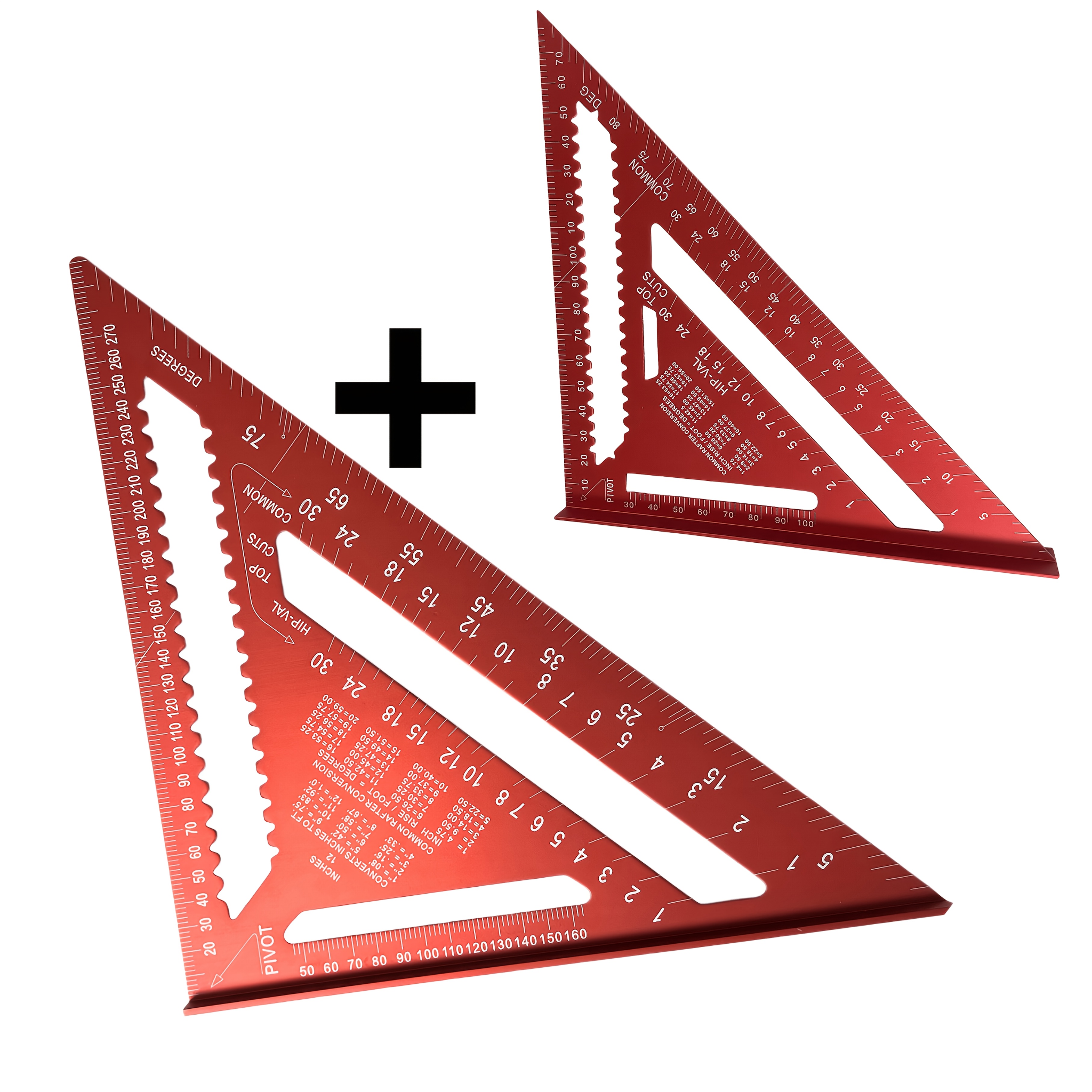 TEMU 12-inch/7-inch Aluminum Alloy Woodworking Triangle Ruler, Metric Scale Angle Drawing And Measuring Marking Tool For Carpentry, 0-90° Protractor