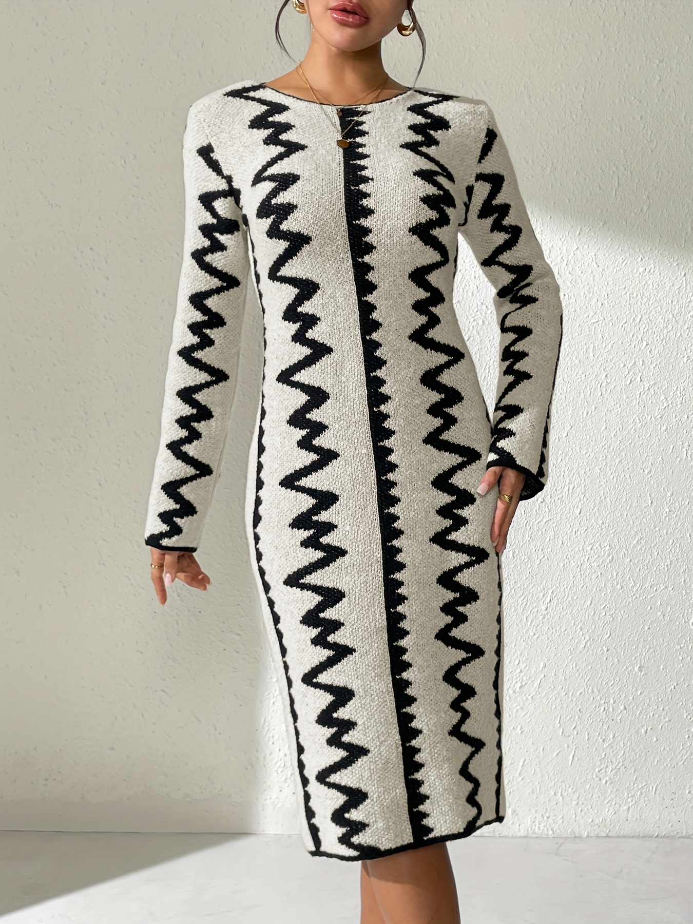 chan ottoman-knit dress Shoshanna Women's Autumn Sweater Midi-Dress - Champagne