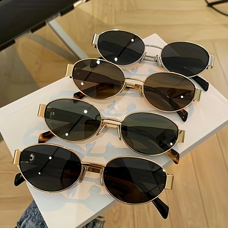

Lunettes de Mode Rétro Ovales avec Monture en Métal - Anti-Éblouissement, pour la Randonnée & la Mode