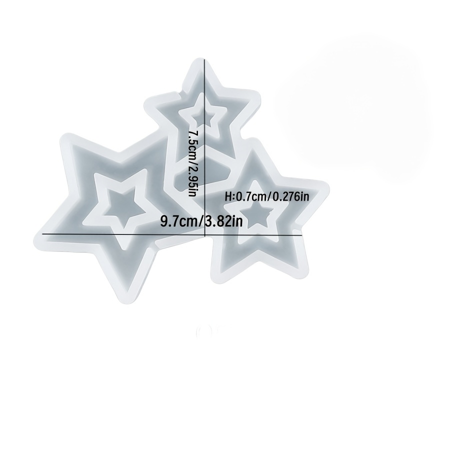 Image of Silicone Clay Mold For Making 3 Cutout Star Toppers Ideal For Handcrafted Toppers For Birthdays, Holidays, And Parties.