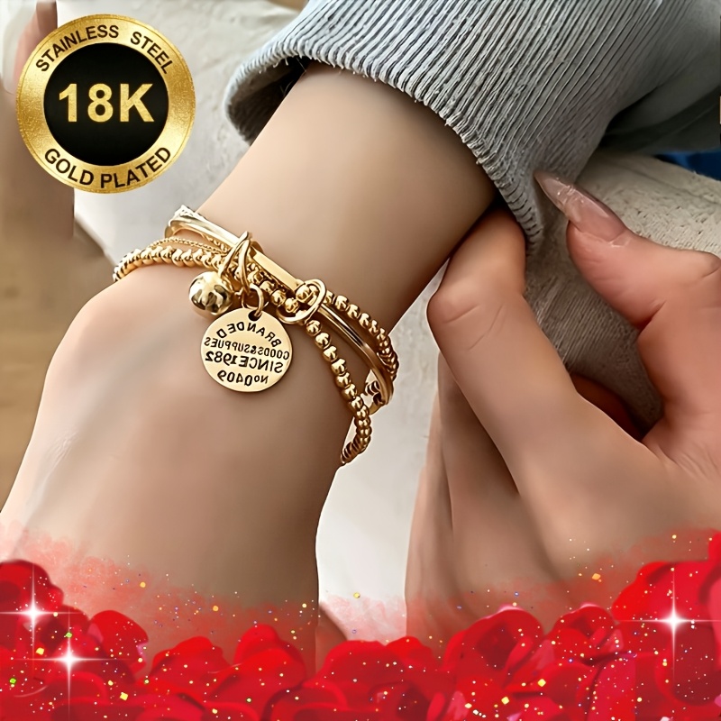 TEMU 1pc 18k Gold-plated Bracelet Suitable For // Birthstone, Hypoallergenic Durable Non-tarnish Minimalist Elegant Wedding Gift, Wear For Daily &