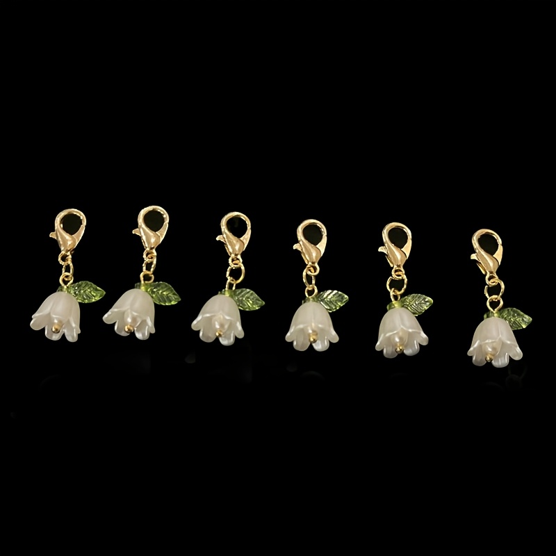 E-shop 6er-Set Orchideen-Schlüsselanhänger mit Karabinerverschluss, Schlüsselhalter und Taschencharm für Handys - DIY-Zubehör als Geschenk für Freunde