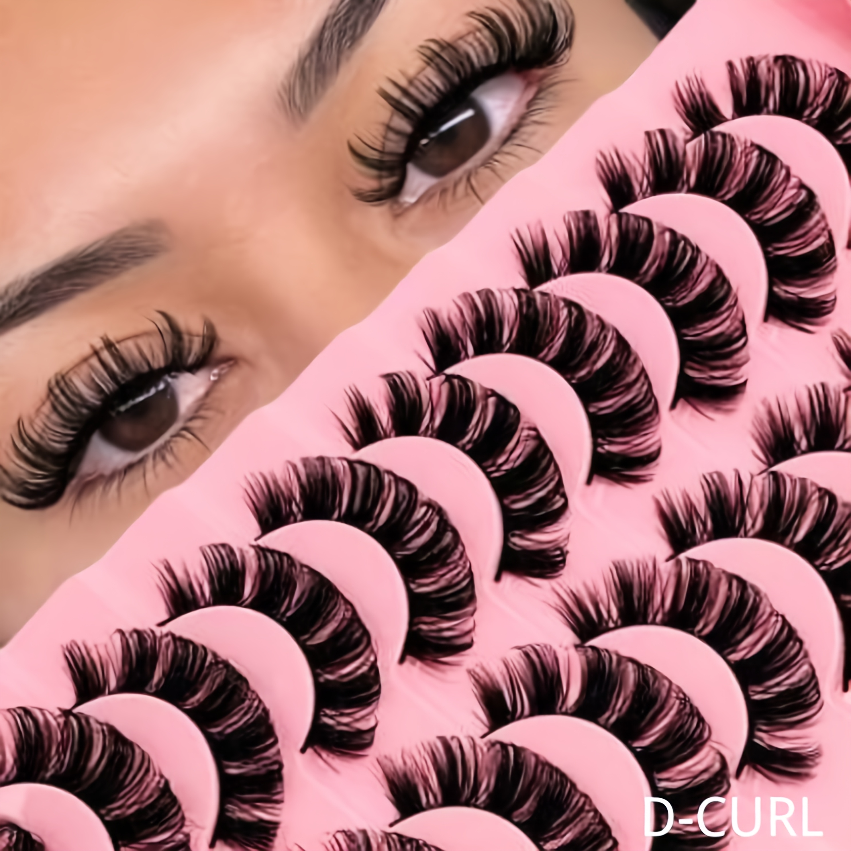 TEMU 10 Pairs Of D- Thick False Eyelashes, Natural Mink-like Lashes, Soft And , Cross-layered, Fluffy, Reusable, Lash Extensions, -eye False Eyelashes