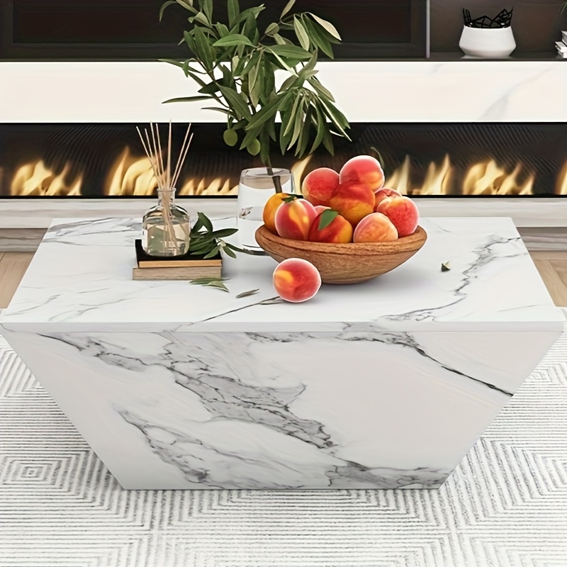 TEMU Coffee Table, Modern Drum-shaped Coffee Table, Trapezoidal Veneer Coffee Table, Living Room Dining Table 70*70*37cm