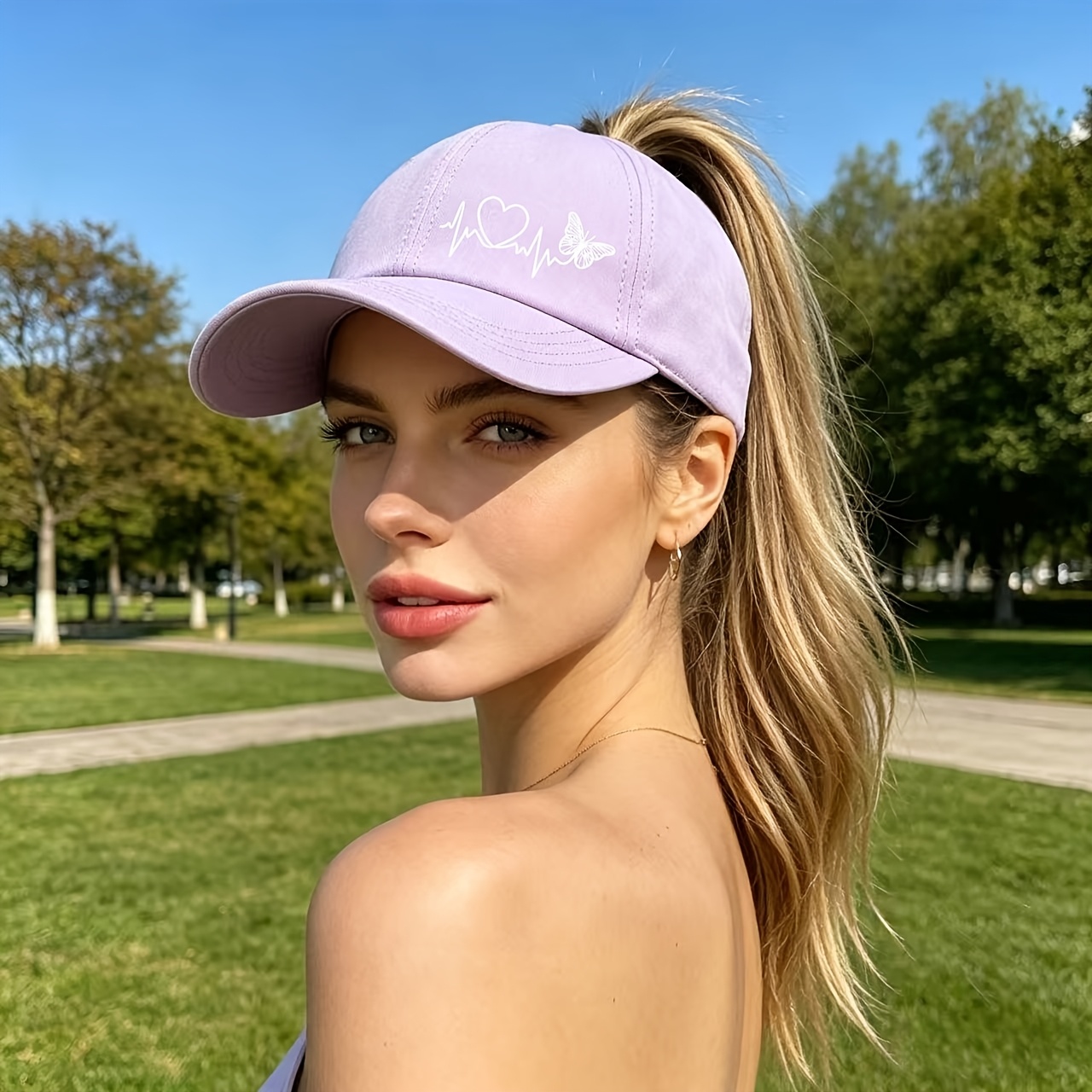 womens   in western countries adjustable slouchy hat ponytail friendly outdoor travel and picnic essential lightweight breathable non hair   special ponytail sun hat heart   elements girly aesthetic gift for friends