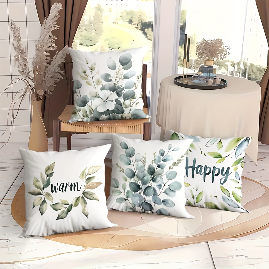 

4pcs Spring And Autumn Velvet Pillow Cases, Design, Single-sided Print, Zip Closure, Suitable For Home Decor - Living Room, Bedroom, Garden, Office - Machine Washable, Polyester, , Without
