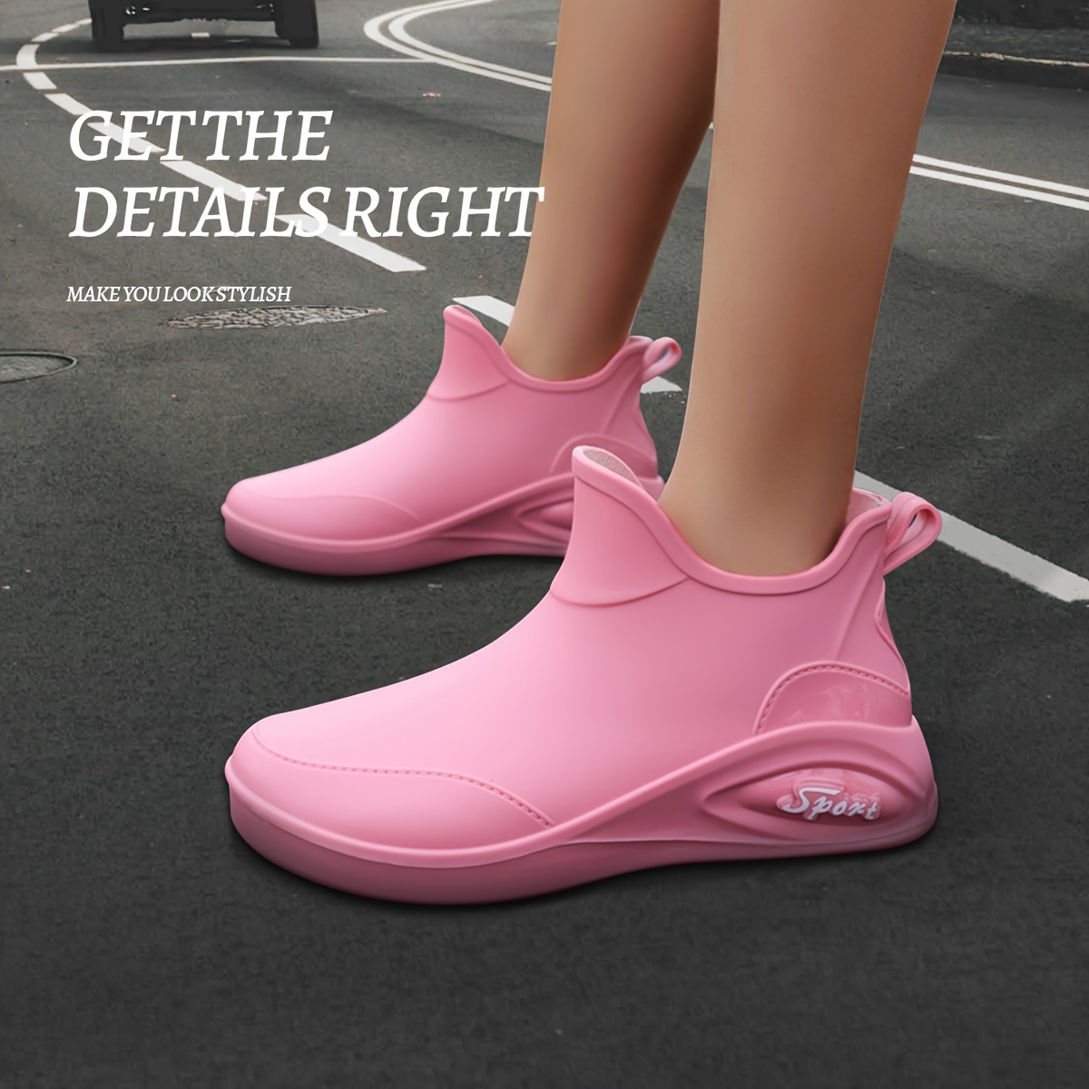 Modische Gummistiefel für Damen Wasserdichte, kurze Allwetterstiefel mit  EVA-Einlegesohle, Gummisohle, schlichtem Zehenbereich, Allwetterstiefel 