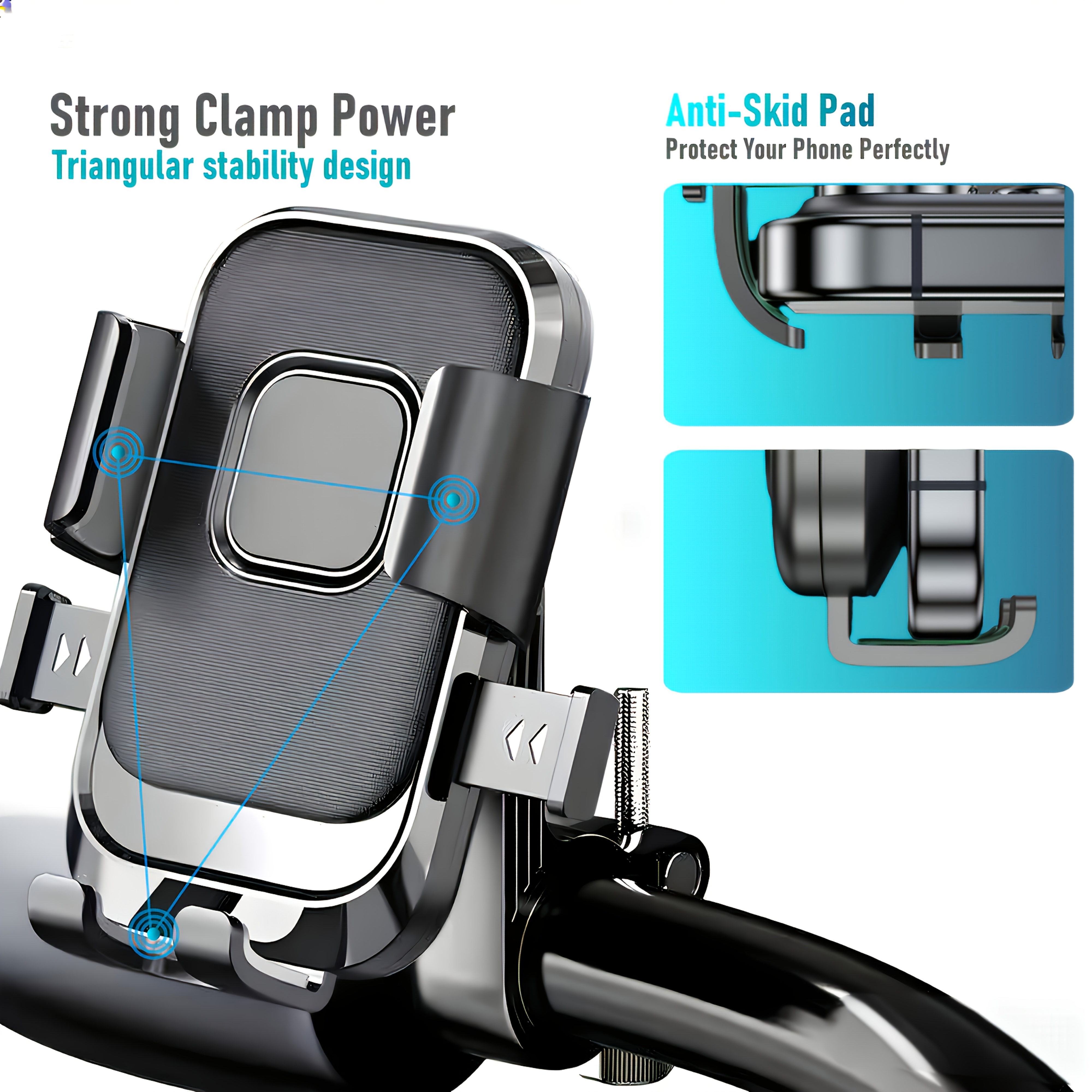 Motorcycle and Bicycle Handlebar Phone Mount with 1s Auto Lock and 10s Quick Install Compatible with iPhone and Samsung